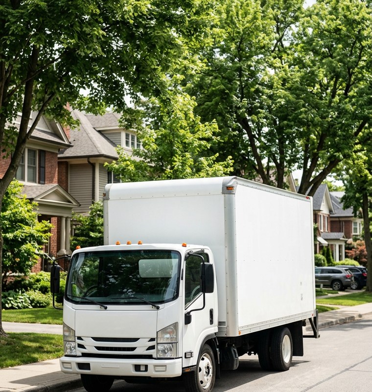 Roy The Mover mover carrying packed boxes on a Schiller Park home move